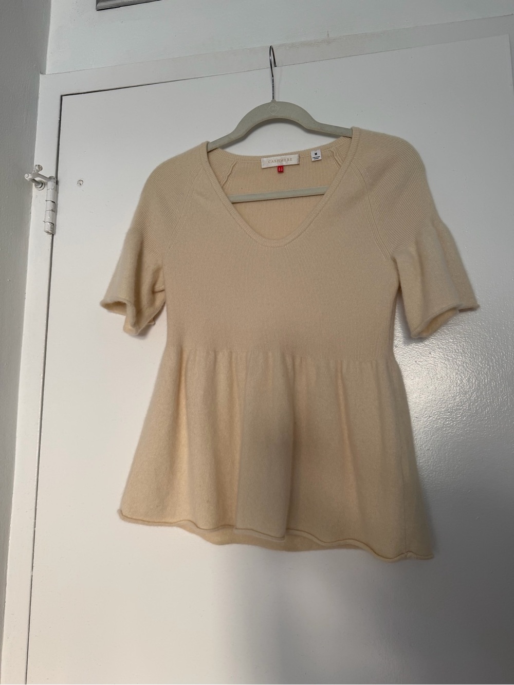 Baby Yellow V-Neck Peplum Knit Top